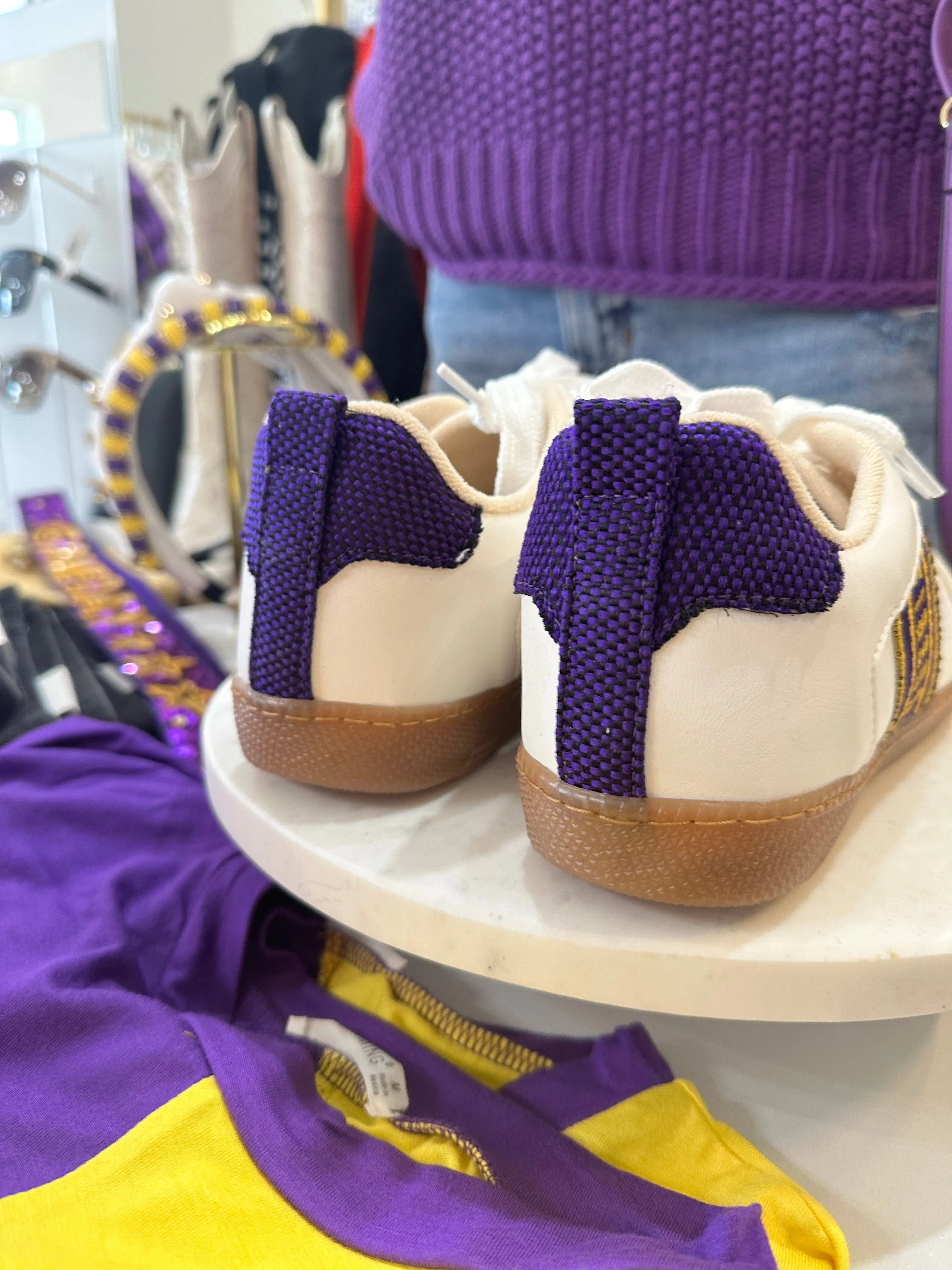 Purple & Gold All of the Tigers Game Day Sneakers
