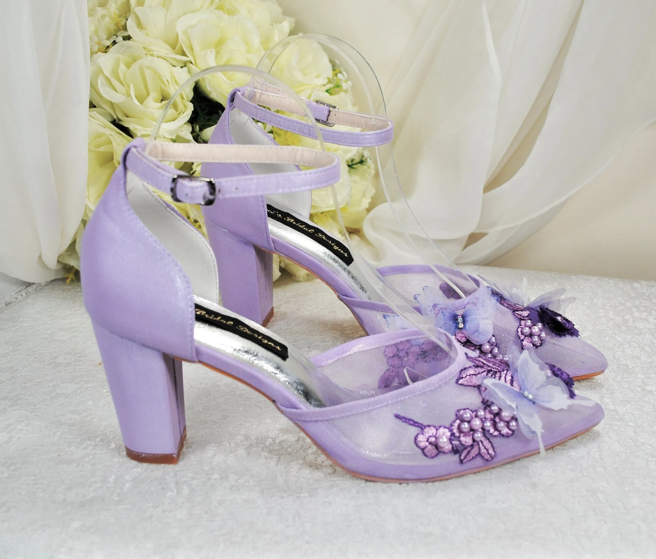 Purple Butterfly Block Heels