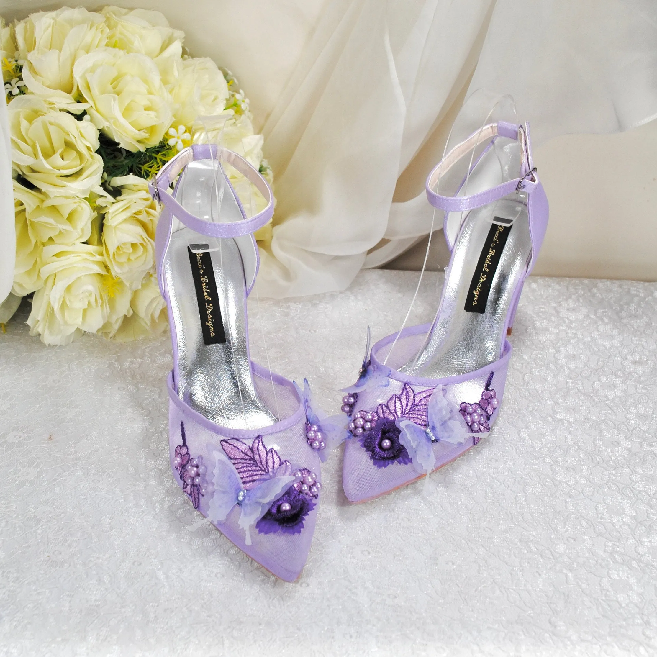 Purple Butterfly Block Heels