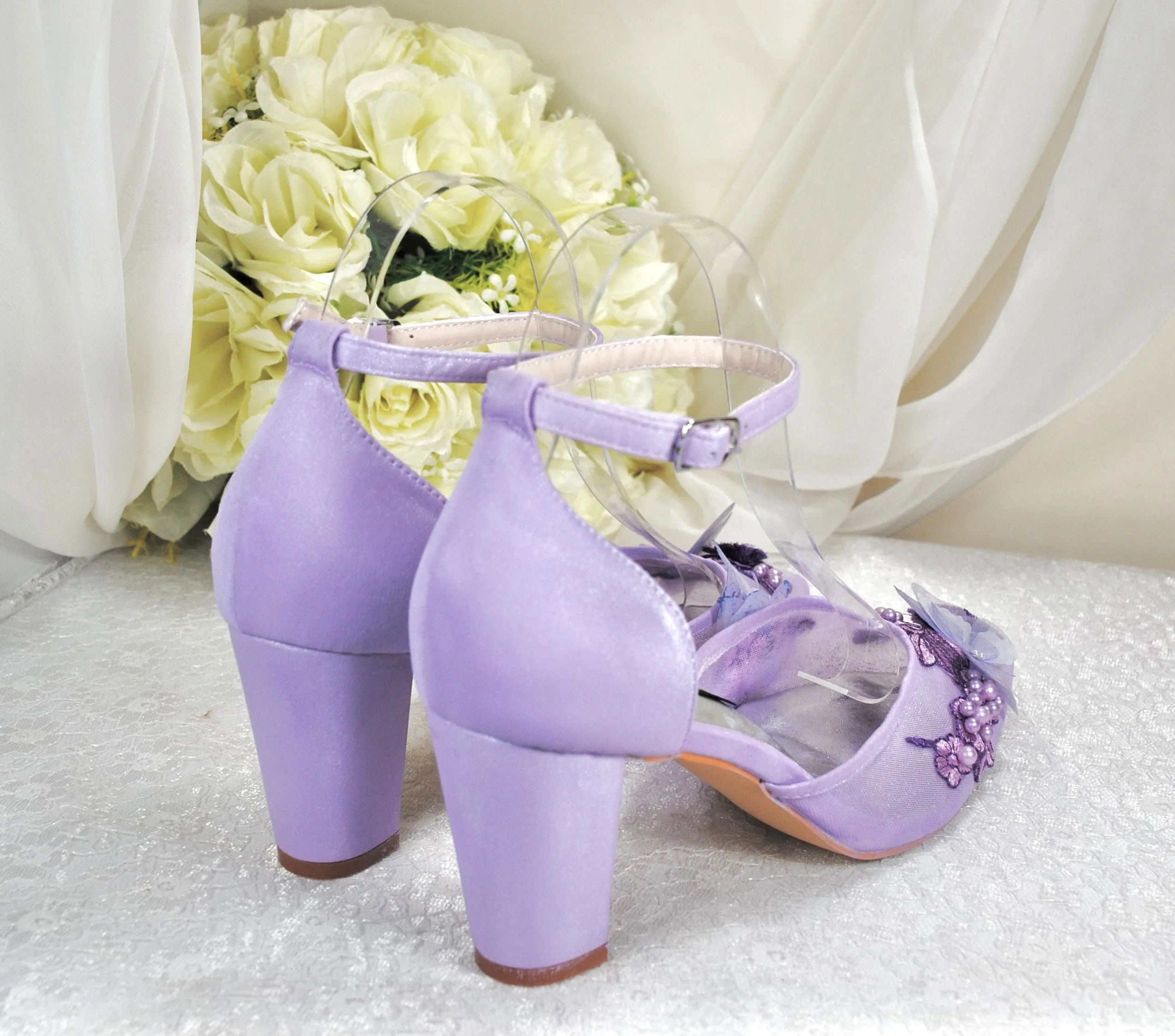 Purple Butterfly Block Heels