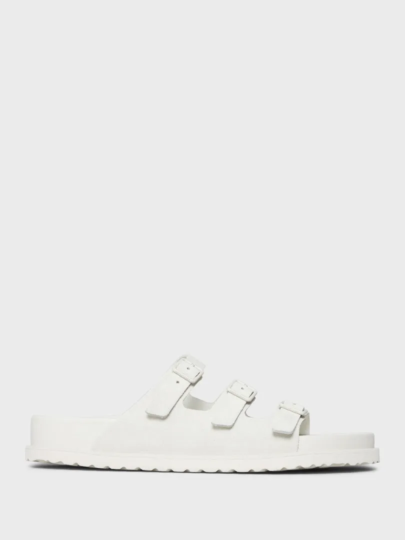 Regular Florida Suede Leather Sandals in Bone