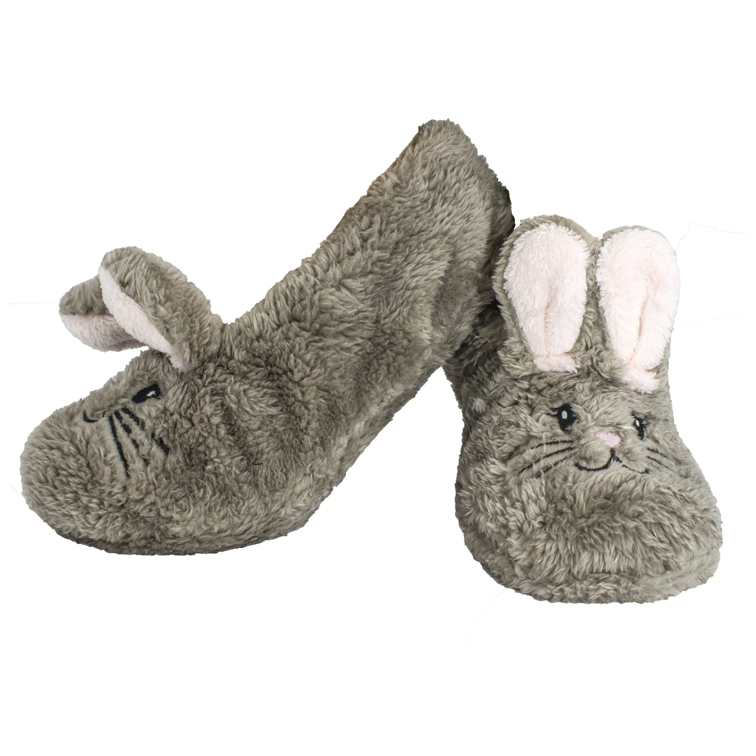 Shea Butter Fuzzy Animal Slippers W Non-Skid Botto