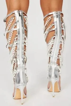 ‘Sienna’ Luxe Pearl Knee Heel