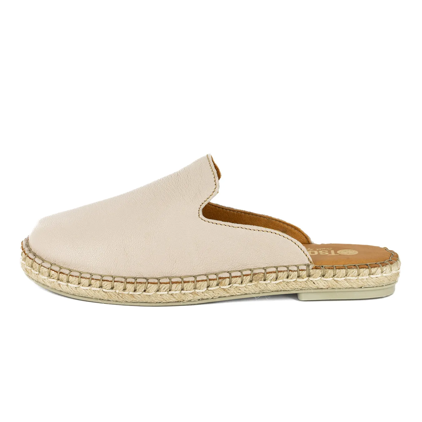 Ukubasa : Ladies Leather Slip-on Espadrille in Cream Cayak