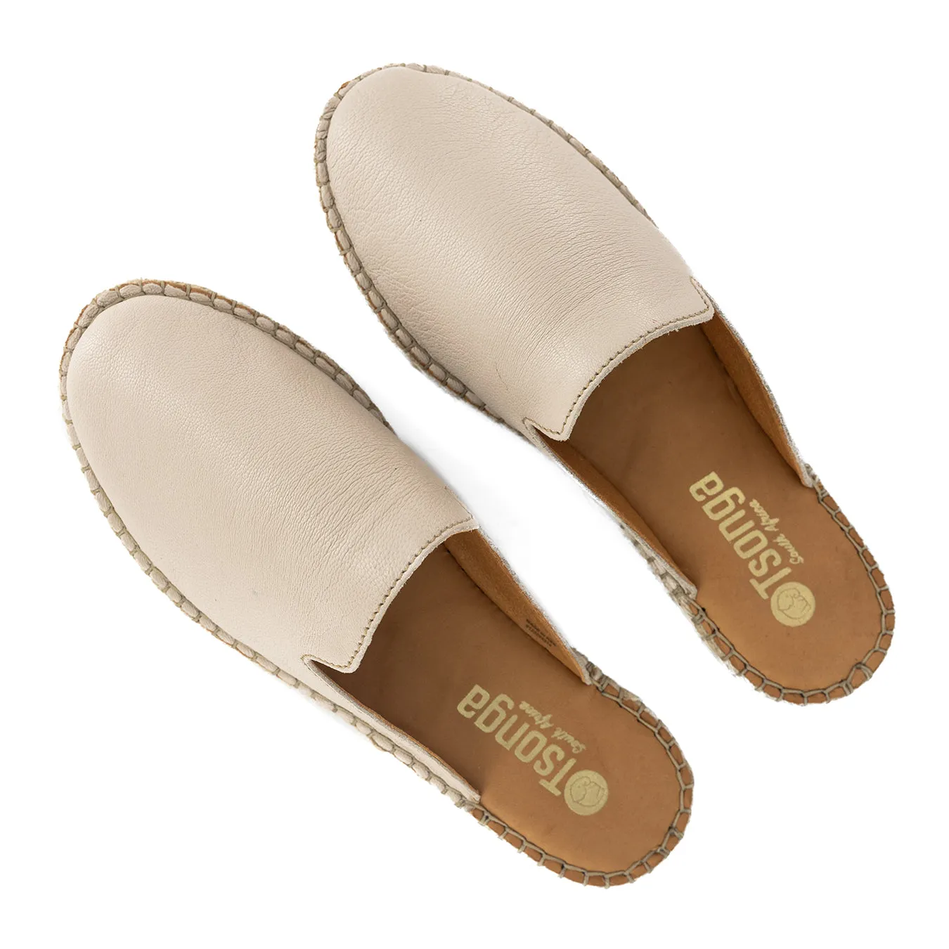 Ukubasa : Ladies Leather Slip-on Espadrille in Cream Cayak