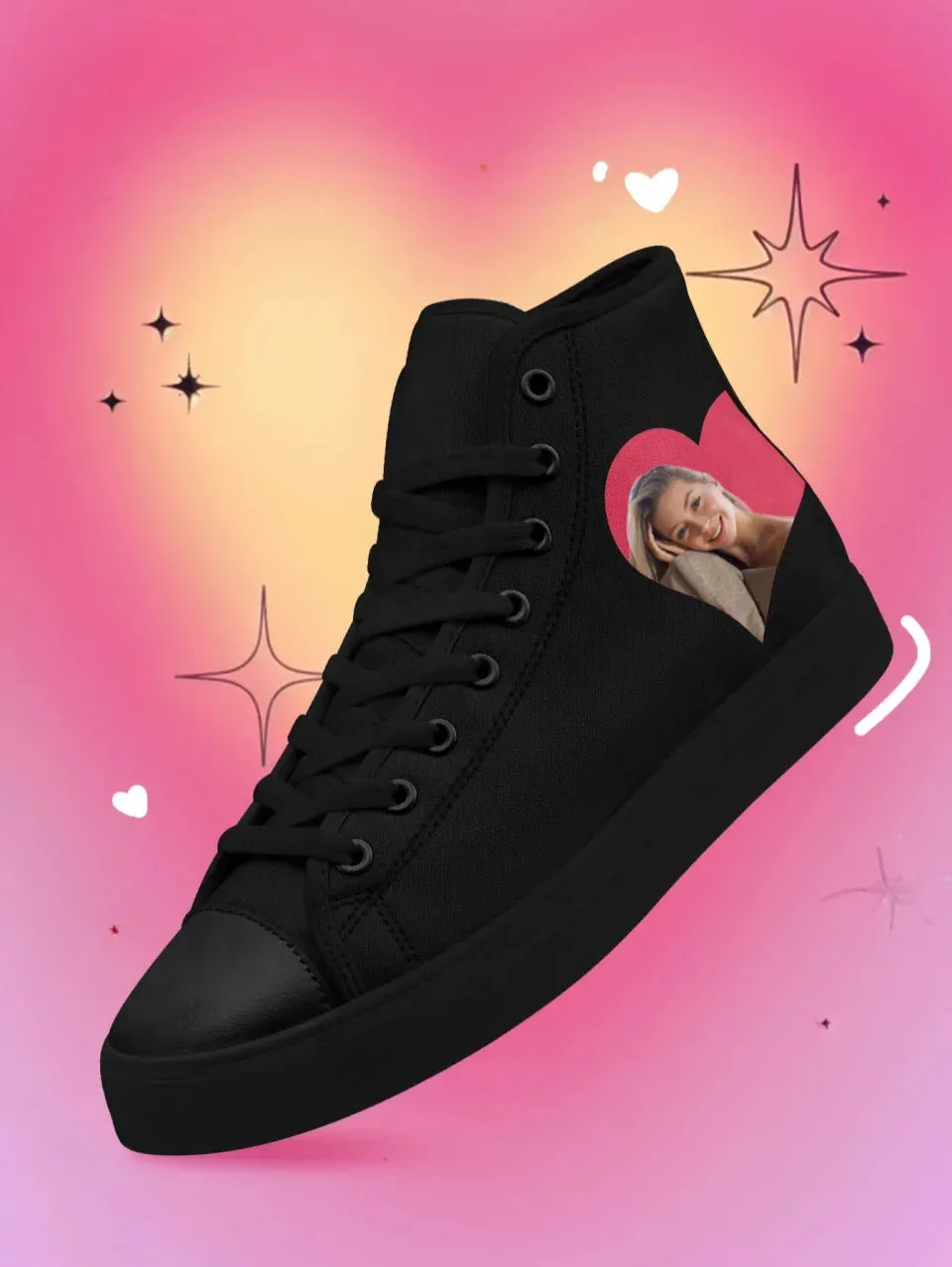 Unique Gift,Personalized Couple's Love Story Sneakers, Custom Canvas High Tops for Valentine's Day
