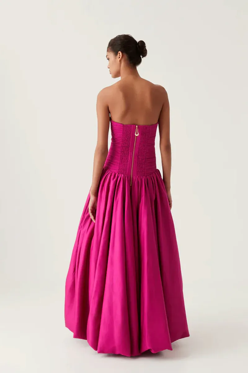 Violette Bubble Hem Maxi in Magenta