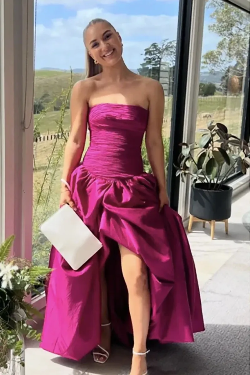Violette Bubble Hem Maxi in Magenta