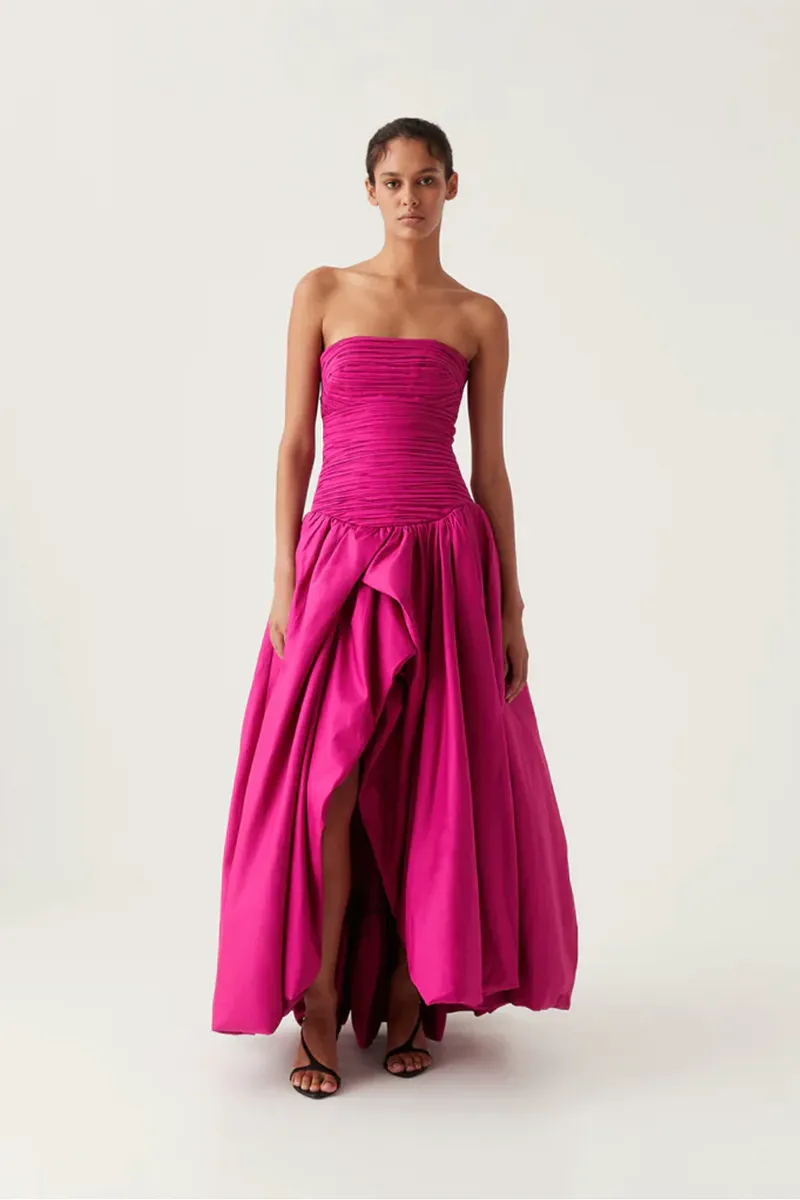 Violette Bubble Hem Maxi in Magenta
