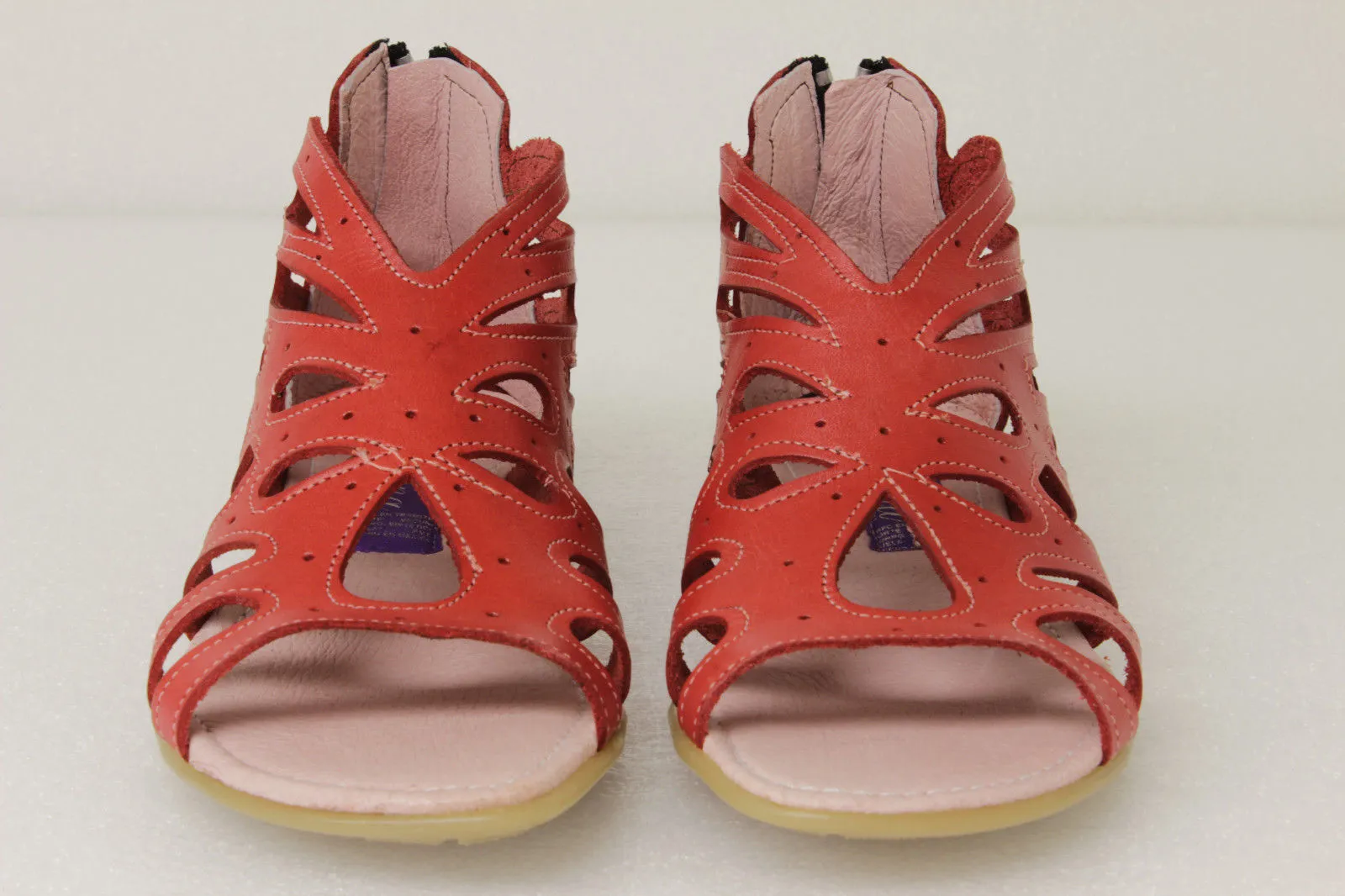 Womens Authentic Huaraches Real Leather Sandals Zipper Red - #202